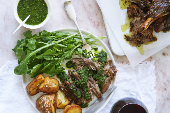 Danielle Alvarez’s classic Easter lamb roast with salsa verde.