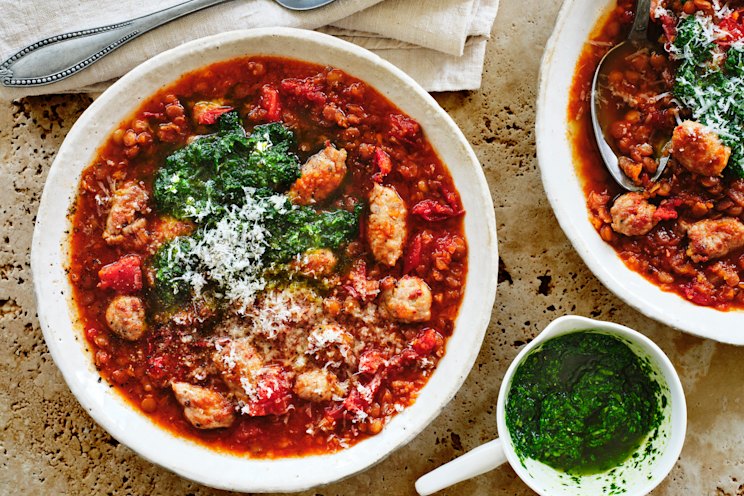 Red Lentil Sausage Soup Italian Lentil Soup Instant Pot Winter - Main Image