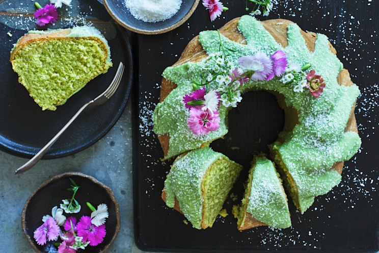 Pandan and coconut butter cake recipe