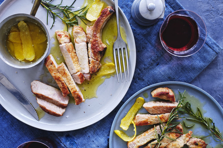 Lemony pork chops.