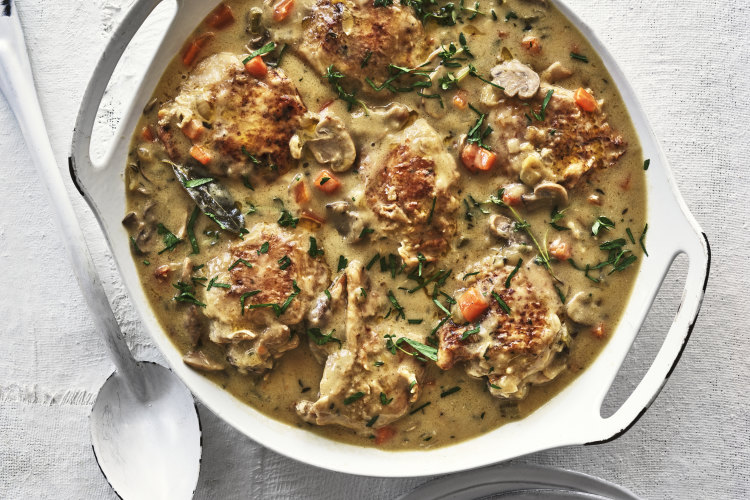 Adam Liaw’s chicken fricassee recipe.