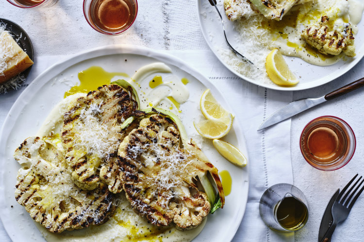 Barbecued cauliflower with mascarpone bechamel.