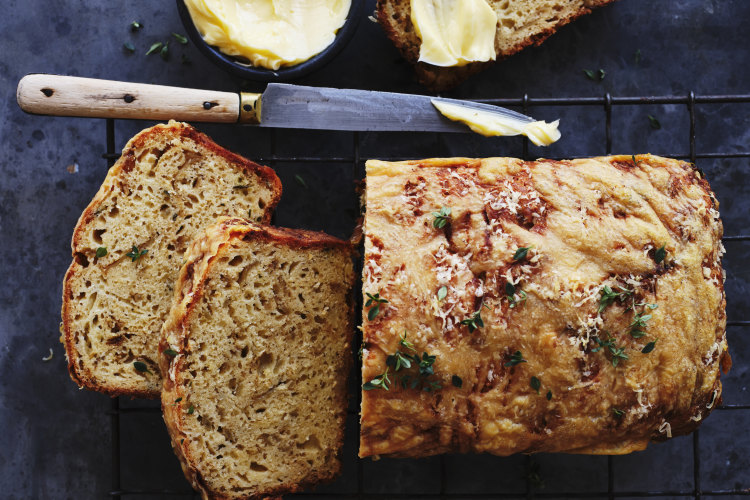 Serve a slice of this caramelised onion and cheese bread with soup or salad.