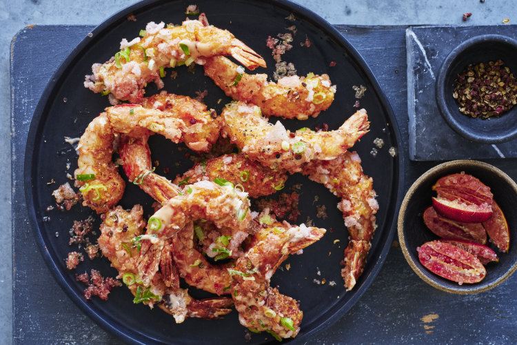 Buttermilk bang bang prawns.