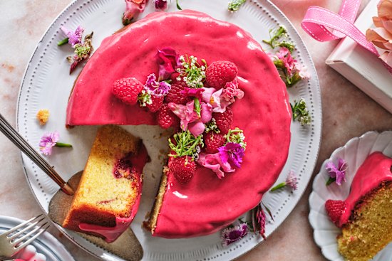Helen Goh's almond and raspberry ripple cake.