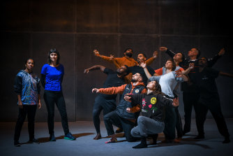 Marrugeku choreographer Dalisa Pigram and co-artistic director Rachael Swain with their dancers.