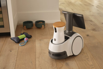 In September, Amazon unveiled a three-wheeled machine named “Astro”.It is designed to patrol empty hallways and follow owners around so they can take video calls in whichever room they please.