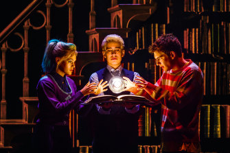 Jessica Vickers as Delphi Diggory, Nyx Calder as Scorpius Malfoy and Ben Walter as Albus Potter in the reimagined production.