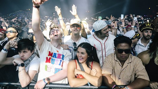 Coachella fans in the crowd as Justice performed.