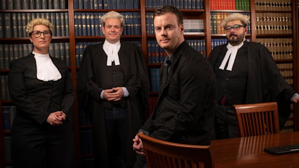 The Wigs from left: barrister Felicity Graham, barrister Stephen Lawrence, law student and host Jim Minns and barrister Emmanuel Kerkyasharian.