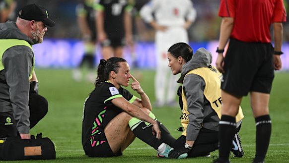 Raso undergoes a concussion test.