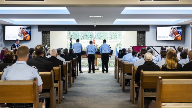 The funeral service for Senior Constable Dave Masters at Burpengary on Friday.