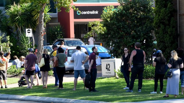 People lined up at Centrelink in Perth as the pandemic took its toll on the WA economy.