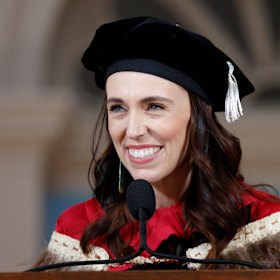 New Zealand Prime Minister Jacinda delivers the keynote address at Harvard University in May. 