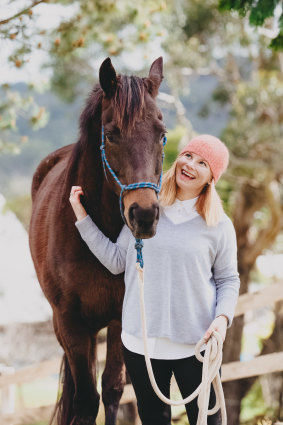 Jessica Liston with Jorge at Three Bridges Thoroughbreds in Eddington.