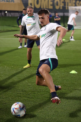 Ajdin Hrustic at training in Doha.
