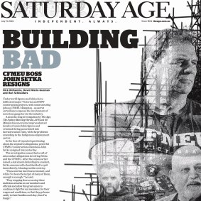 Building Bad front page Saturday Age, July 13, 2024.