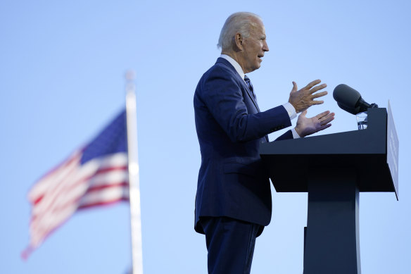 Democratic presidential candidate Joe Biden speaks at Gettysburg National Military Park on Tuesday, October 6.