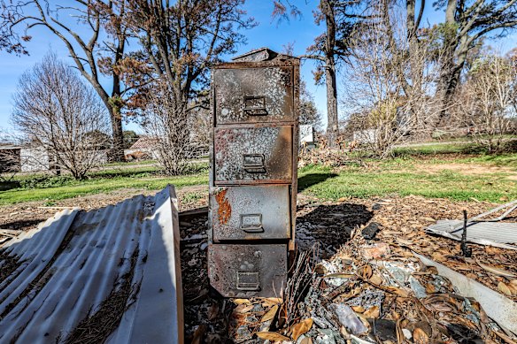 A filing cabinet that once held important family documents in the Jamiesons’ house. 