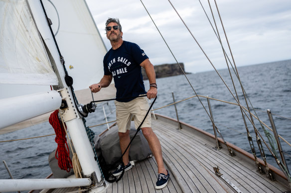 Sailor Barry (Bear) Myrden who will be competing on the Unicoin owned by Peter Bremner in the Sydney to Hobart, modelling the collaboration between MJ Bale and North Sails. 