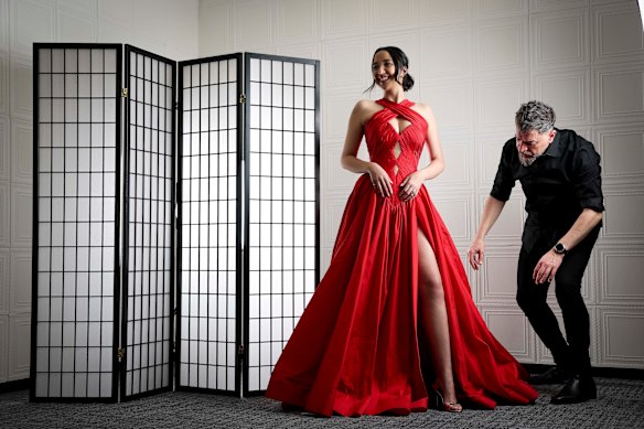 Cameron with Melbourne-based couturier Zian Assaad. 