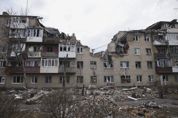 Bakhmut, the site of the heaviest battles with the Russian troops, in the Donetsk region.