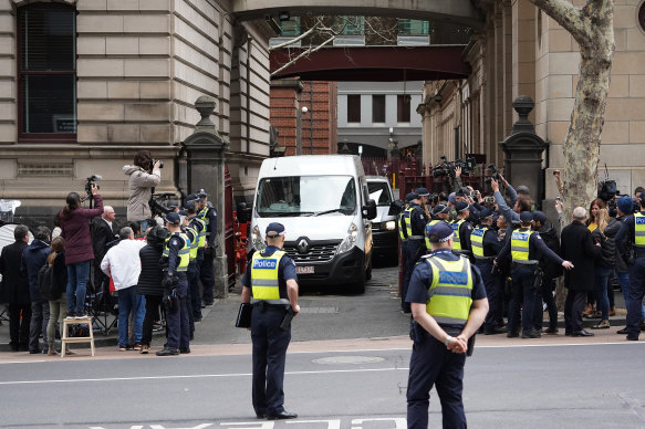 George Pell was taken back to prison in a white van after losing his appeal.