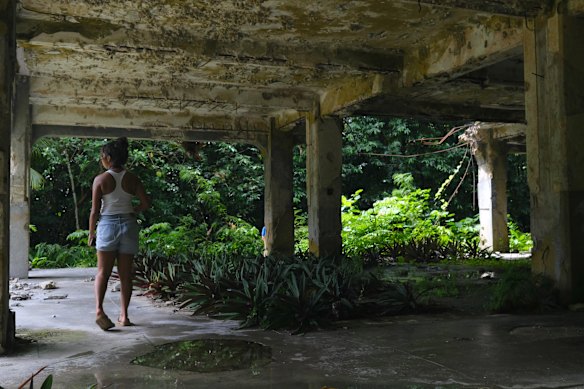 The derelict Japanese Air Headquarters building on Peleliu.