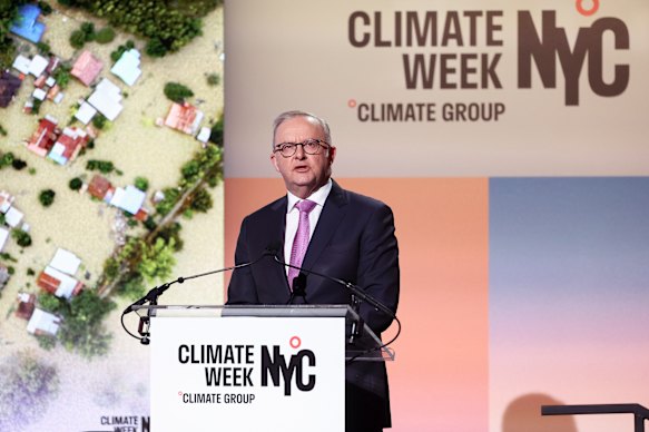 Prime Minister Anthony Albanese at the opening  of New York Climate Week.