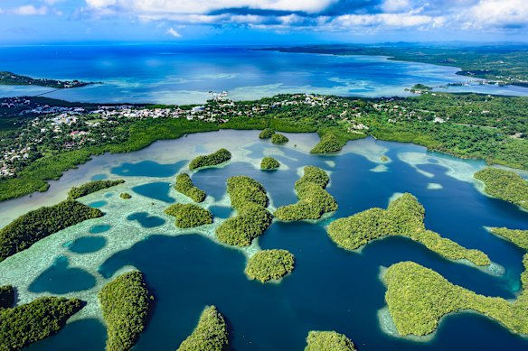 Palau capital Koror from the air.