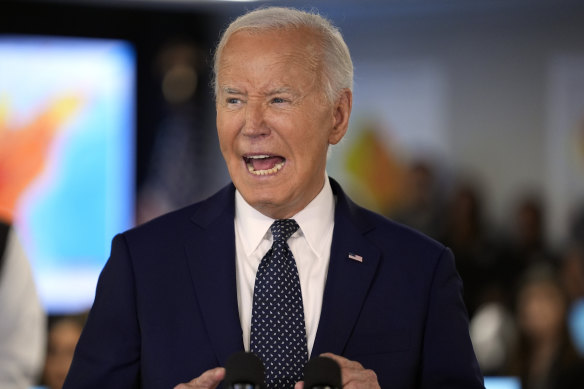 US President Joe Biden speaks during a visit to the DC Emergency Operations Centre in Washington.