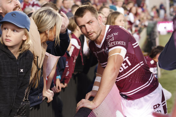 Kieran Foran after the Sea Eagles’ big win at 4 Pines Park on Saturday.