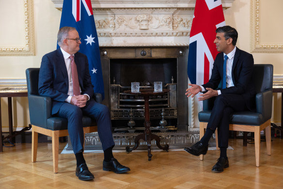 No culinary diplomacy for Anthony Albanese and Rishi Sunak’s bilateral meeting at Number 10 Downing Street.