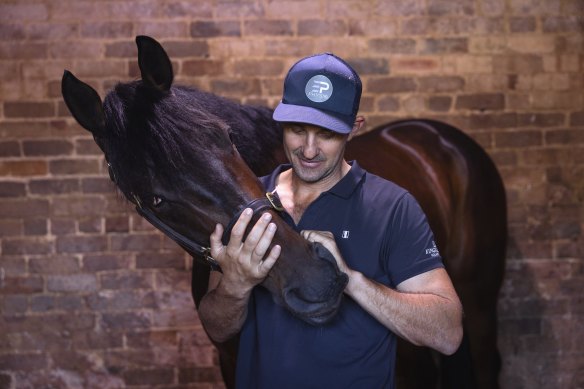 Athabascan with Horse physio Tom Simpson in Sydney last week ahead of the Melbourne Cup.