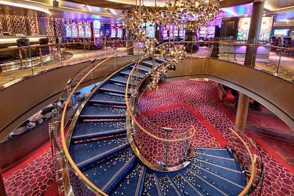 The casino staircase hints at opulence.