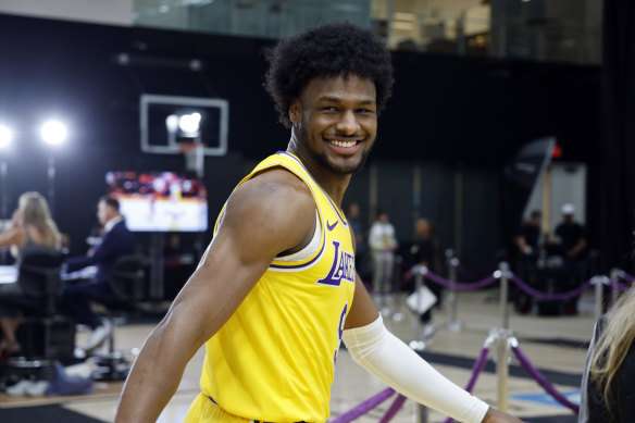 Bronny James at the Lakers’ media day.