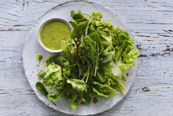 Leaf salad with parsley vinaigrette.