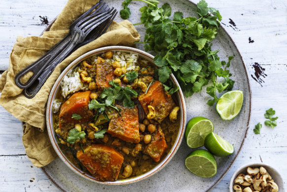Pumpkin and chickpea coconut curry.