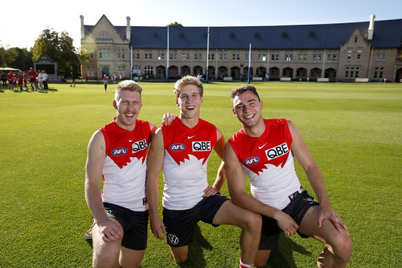 Sydney trio Matty Roberts, Dylan Stephens and Will Hayward went back to school at St Peter’s College in Adelaide on Thursday.