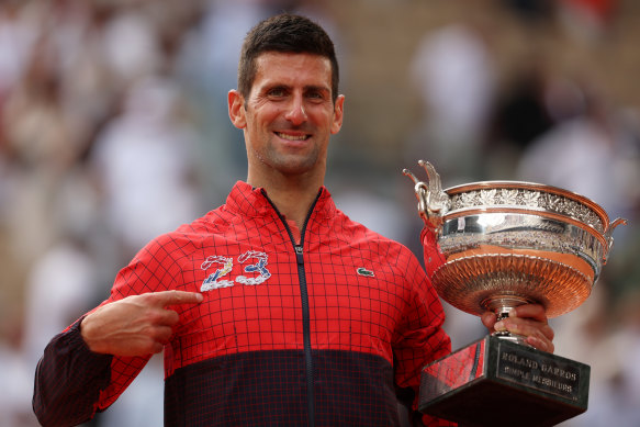 Novak Djokovic after winning No.23.