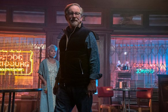 Director Steven Spielberg on the set of West Side Story. Spielberg is aiming for his third best director Oscar.