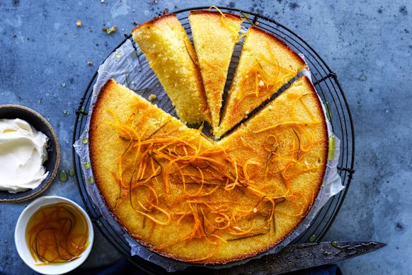 Citrus and ginger semolina cake.