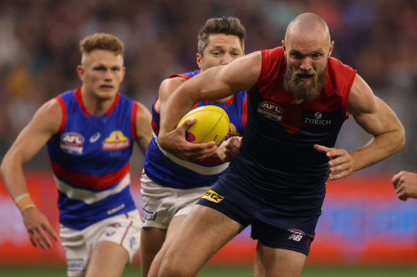 Max Gawn on the burst in last year’s decider.