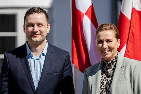 Greenland Prime Minister Jens-Frederik Nielsen (left) and Danish Prime Minister Mette Frederiksen this year.