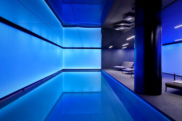 All blue and clean lines at the hotel pool.