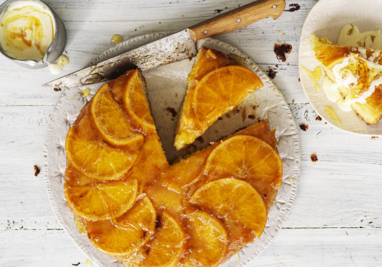 Serve this with cold custard or cream: Andrew McConnell’s warm orange and whisky cake.