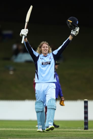 Jack Edwards of the Blues celebrates his century.