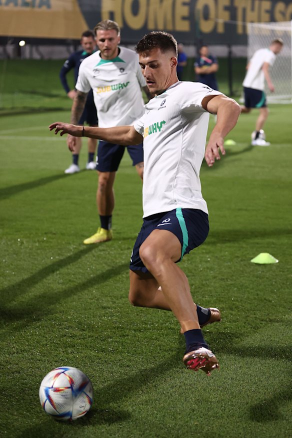 Ajdin Hrustic at training in Doha.