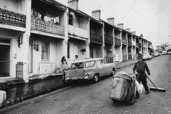 Terraces in Louis Street, Redfern, on April 16, 1973