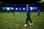 Joao Pedro of Chelsea inspects the pitch prior to the Sydney Super Cup match.